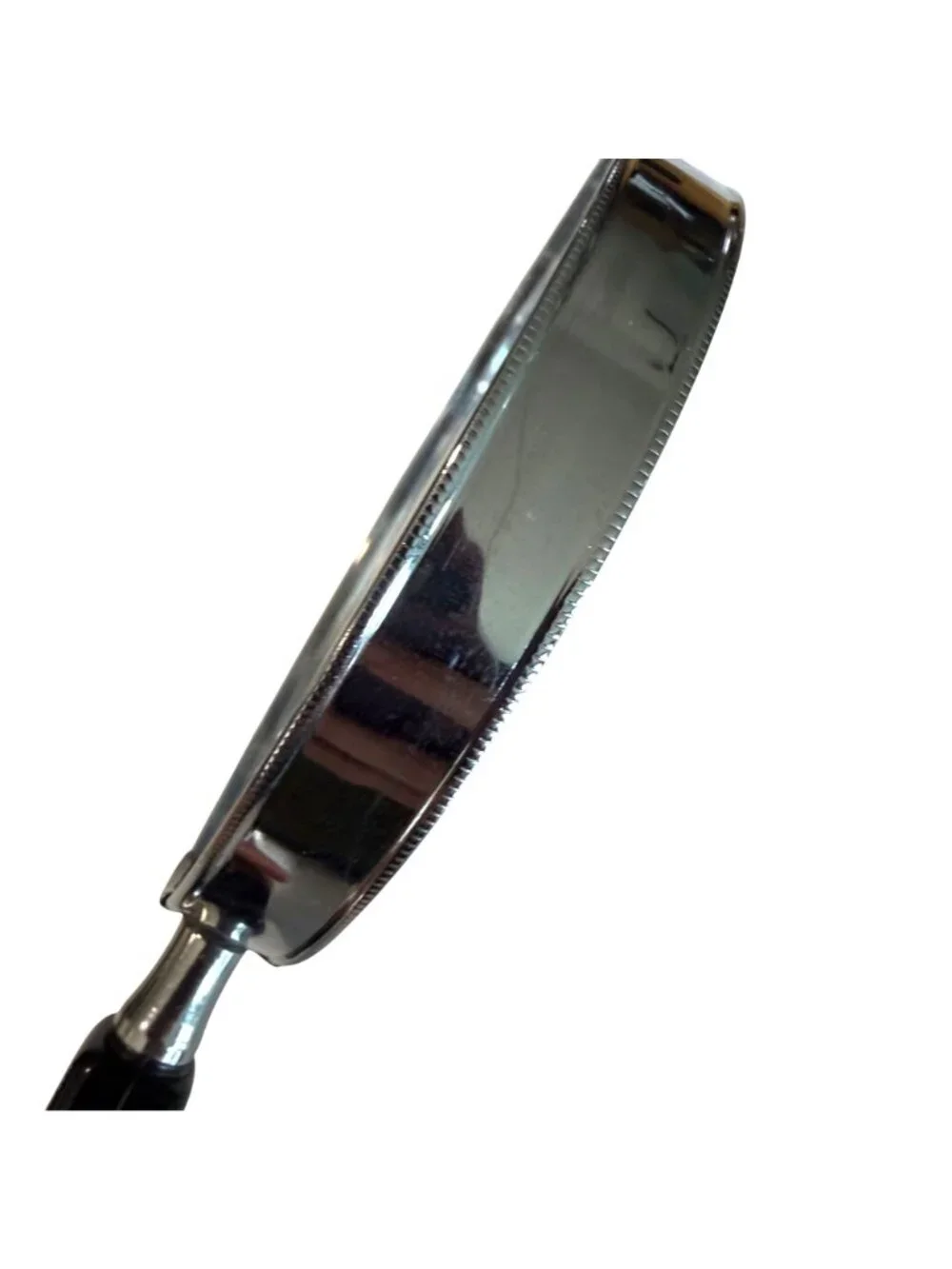 Handheld Magnifying Glass Set Two Sizes Black Handles Metal Frame Clear Lenses